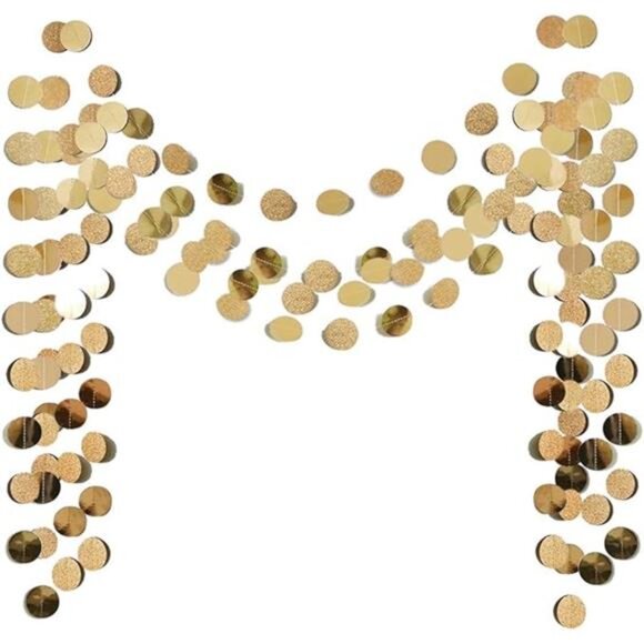 Glitter Champagne Gold Paper Circle Garland Party Wedding Baby Shower Decoration - Picture 8 of 8